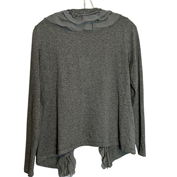 EUC WR Gray Ruffle Open Cardigan - Picture 4 of 5